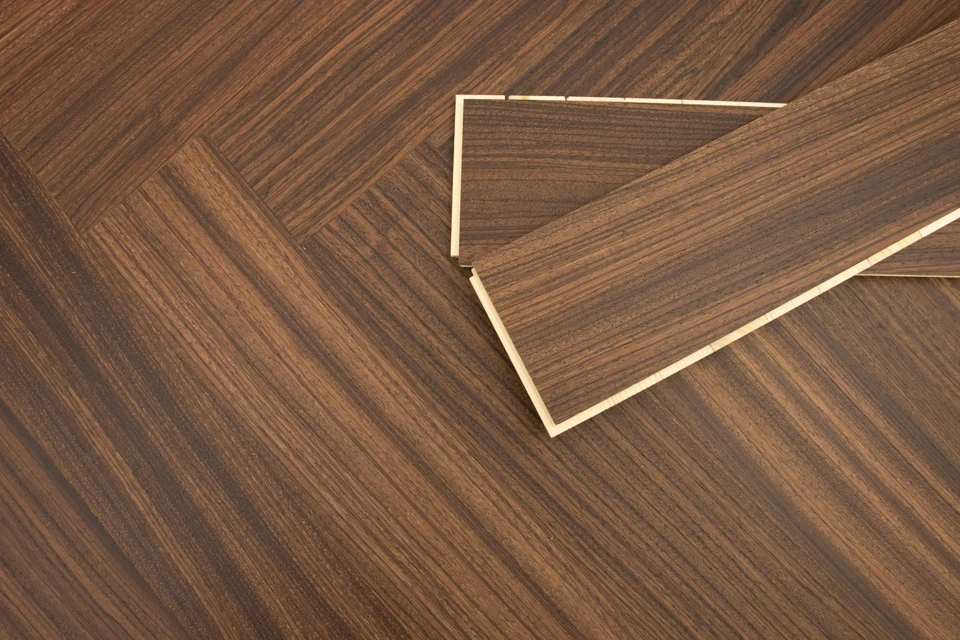 Prime Engineered Flooring African Walnut Herringbone Brushed Matt UV Lacquered 14/3mm By 97mm By 582mm 5 Prime Engineered Flooring African Walnut Herringbone Brushed Matt UV Lacquered 14/3mm By 97mm By 582mm - Image 5