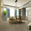 Supremo Luxury Click Vinyl Rigid Core Herringbone Flooring Cotton Wood With Built In Underlay 6mm By 100 By 600mm